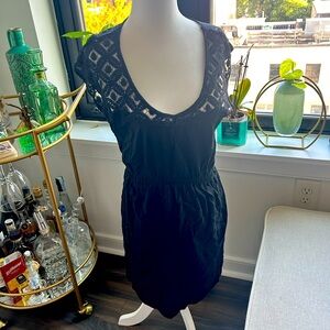 Black lace cotton dress